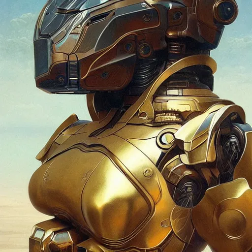 Image similar to epic painting of a realistic four - legged intricate battle robot, rule of thirds, golden ratio, subject in center of frame, trending on artstation, detailed science fiction matte painting by artgerm and greg rutkowski and alphonse mucha,