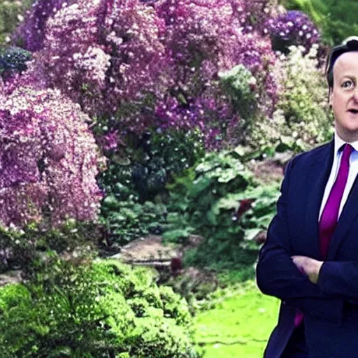 Prompt: A still of Prime Minister David Cameron in the movie Garden of Words, Koto no ha no niwa, Matoko Shinkai, beautiful, anime, colorful, intricate detail