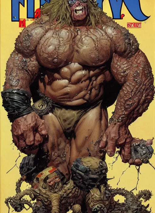 Image similar to full body and head single character portrait of martyn ford as marvel's the thing, dynamic action, painted by norman rockwell and phil hale and greg staples and tom lovell and frank schoonover and jack kirby