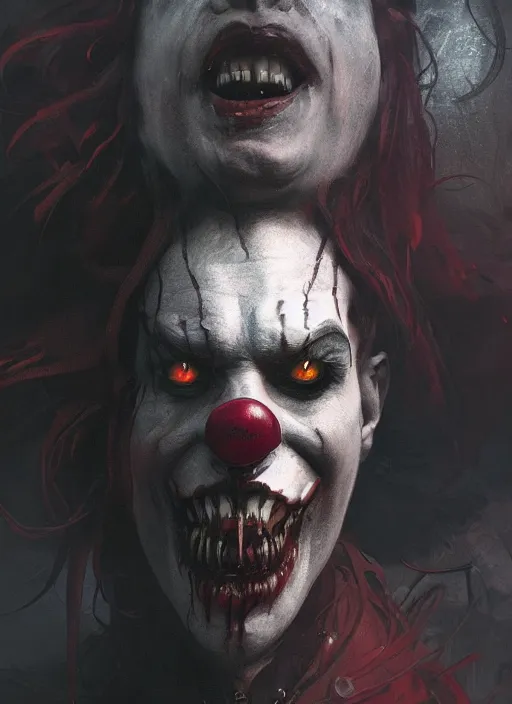 Image similar to a Photorealistic dramatic hyperrealistic portrait render of an eerie SPAWN comic supervillain character the Evil Clown Violator by WLOP,Greg Rutkowski,Alphonse Mucha, Beautiful dynamic dramatic dark moody lighting,shadows,cinematic atmosphere,Artstation,concept design art,Octane render,8K