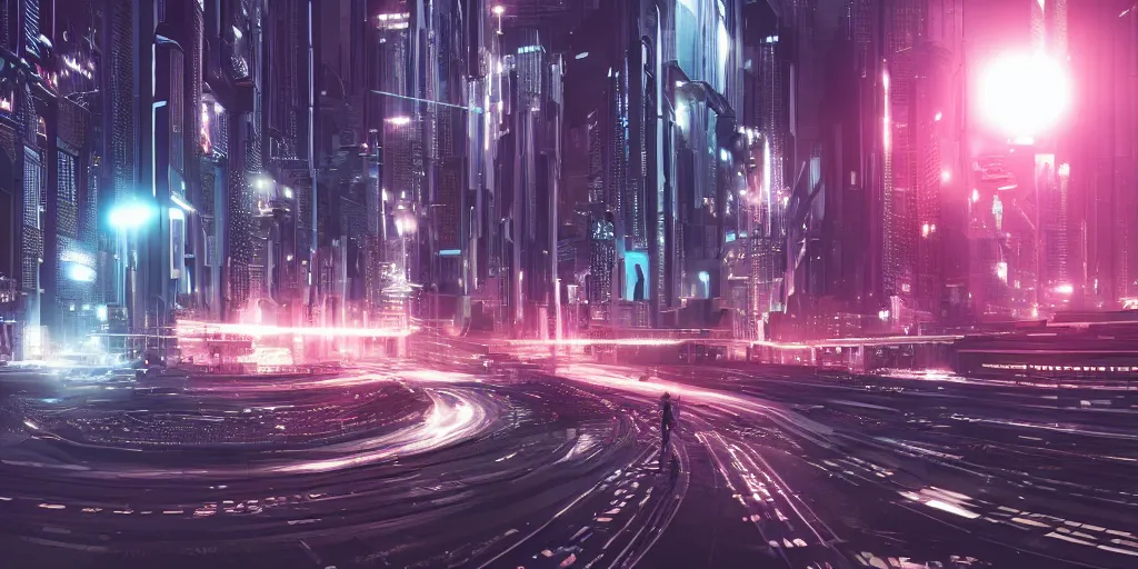 Prompt: cyber night city, ultrafine highly detailed hyper illustration, sharp focus, unreal engine highly rendered, global illumination, radiant light