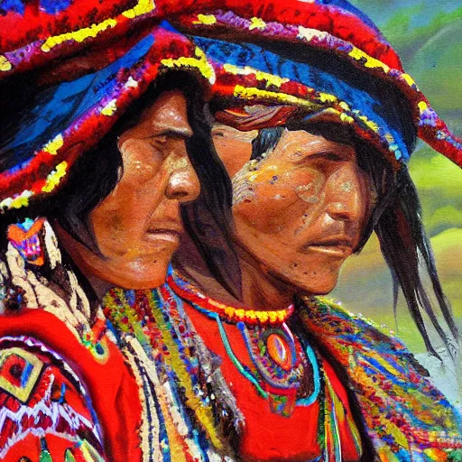 Image similar to Splash painting of Tarahumara man and woman from the highlands of northern Mexico