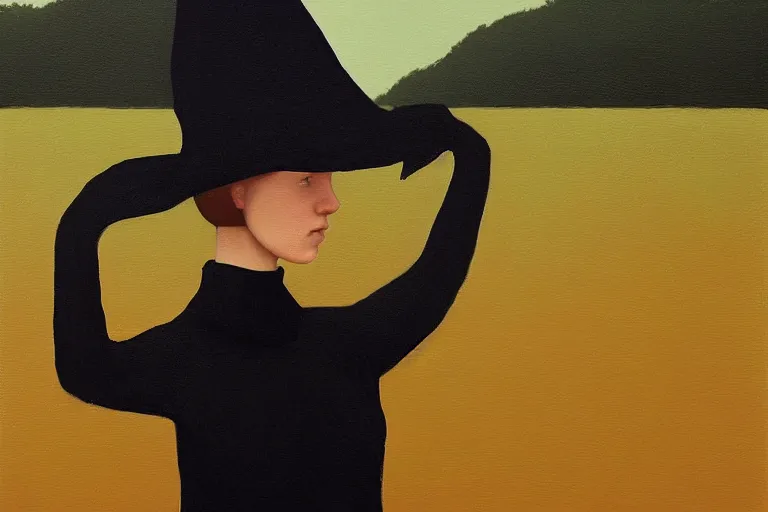 Image similar to young a woman with a raven - shaped hat artwork by tim eitel