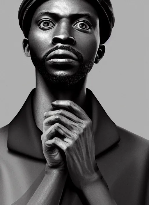 Prompt: an anthropomorphic beautiful black male portrait taking photos black letter jacket, short hair, fine art, award winning, intricate, elegant, sharp focus, octane render, hyperrealistic, cinematic lighting, highly detailed, digital painting, 8 k concept art, art by jamie hewlett and z. w. gu, masterpiece, trending on artstation, 8 k