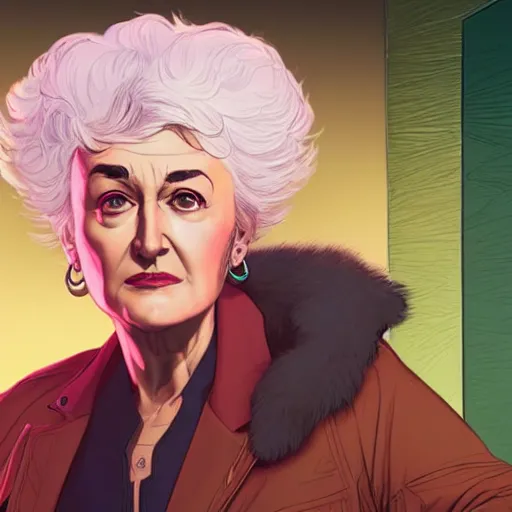 Image similar to portrait of bea arthur. sharp focus, cinematic pose, cinematic lighting, unreal engine render. art by josan gonzales and moebius and deathburger.