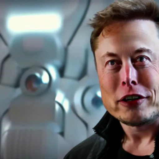 Prompt: elon musk a a cybernetic robot, ultron