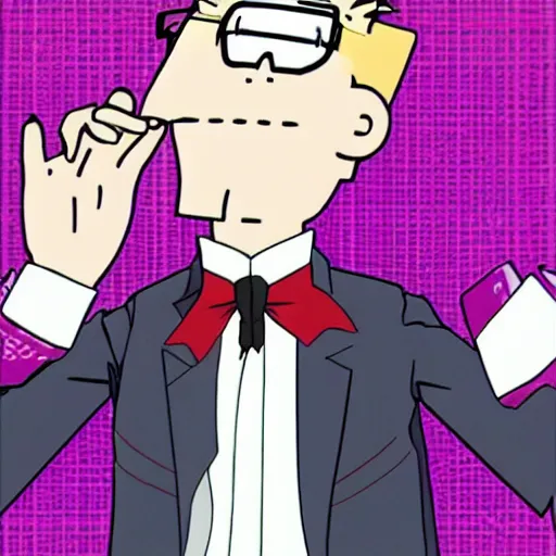 Prompt: anime!!!!!!!!!!!! evangelion with dilbert's head and flipped - up tie