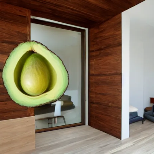 Prompt: house designed as Avocado