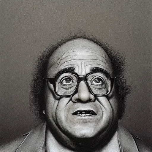 Prompt: portrait of danny devito by zdzisław beksinski