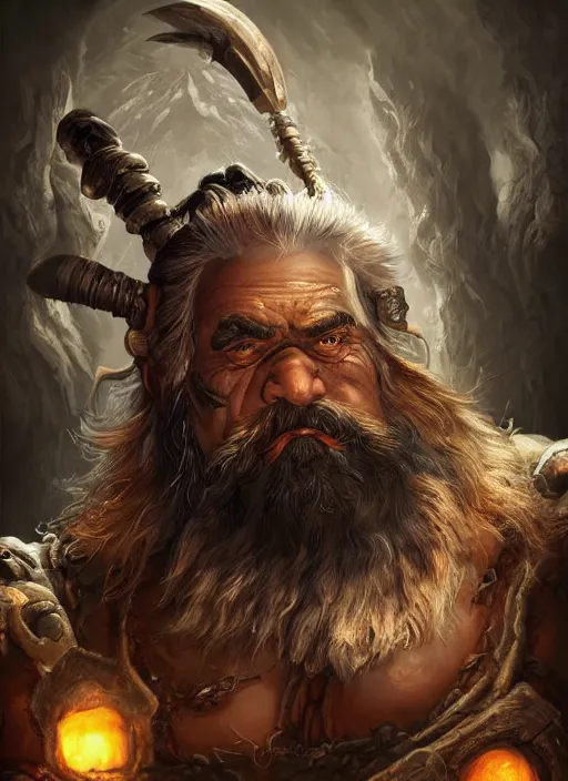 Image similar to a higly detailed airbrush full body shot and face portrait painting of a grim brute male dwarf warrior male character, dynamic lighting, ambient lighting, deviantart, art by artgerm and simon bisley and karol bak