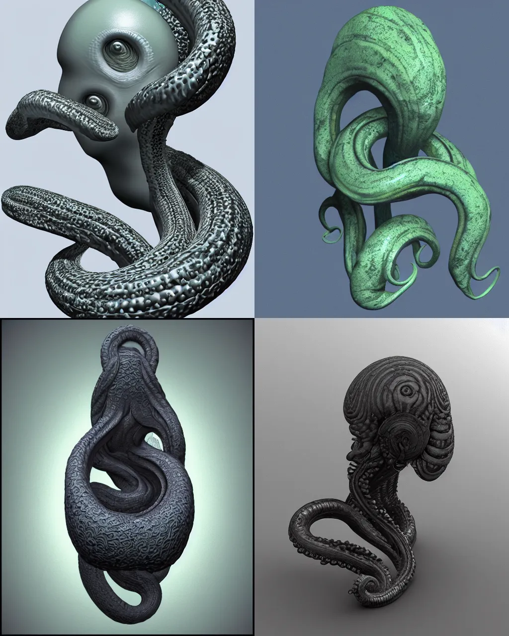 Prompt: surreal portrait tentacle alien, 3 d heightmap