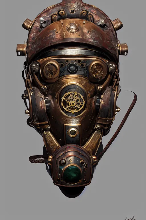 Image similar to steampunk helmet fantasy art mask robot ninja stylized digital illustration sharp focus, elegant intricate digital painting artstation concept art global illumination ray tracing advanced technology chaykin howard and campionpascale and cooke darwyn and davis jack