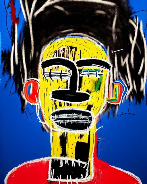 Image similar to A extremely highly detailed majestic hi-res beautiful immaculate head and shoulders award winning painting masterpiece of the face of a strong black african man by Jean-Michel Basquiat, 8k, high textures, hyper sharp, insanely detailed and intricate, super detailed, 8k HDR high quality