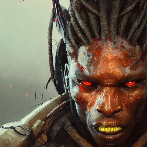 Prompt: A frontal head portrait of The Predator , by dreadjim, Greg Rutkowski, james gurney, epic scifi character art, Exquisite detail, post-processing, low angle view, masterpiece, cinematic