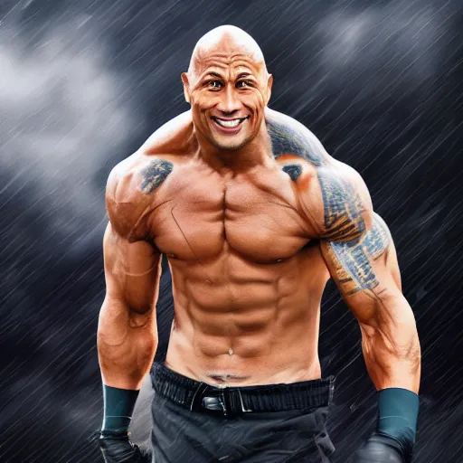 Prompt: Dwayne Johnson with anime Goku hair, 8k photo, photography, profile picture