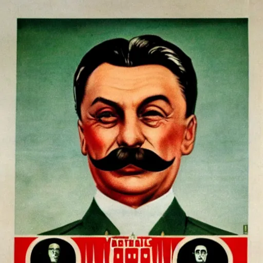 Image similar to viktor orban with a stalin moustache on soviet election poster, 1 9 2 0 s, beautiful