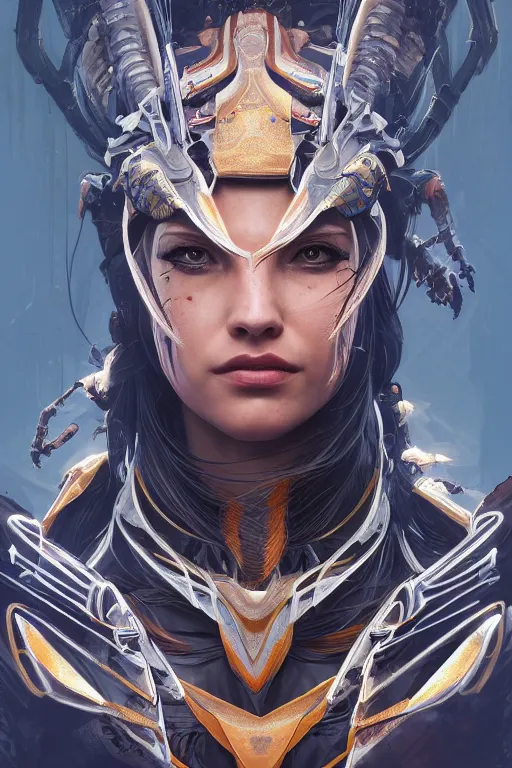 Prompt: symmetry!! portrait of scorpion queen in the style of horizon zero dawn, machine face, intricate, elegant, highly detailed, digital painting, artstation, concept art, smooth, sharp focus, illustration, art by artgerm and greg rutkowski and alphonse mucha, 8 k