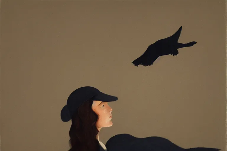 Image similar to young a woman with a raven - shaped hat artwork by tim eitel