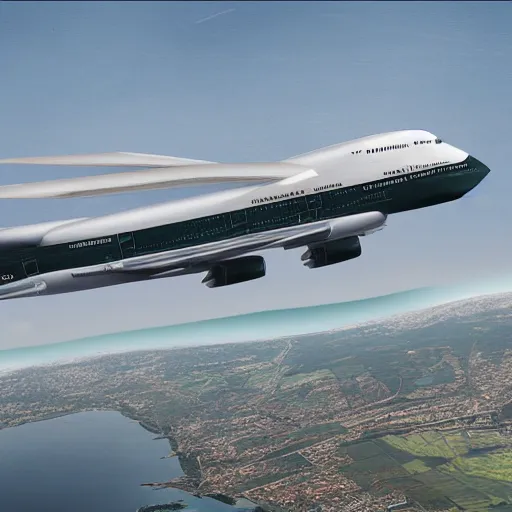 Prompt: boeing 7 4 7 airliner, matte painting, realistic, very detailed, high quality