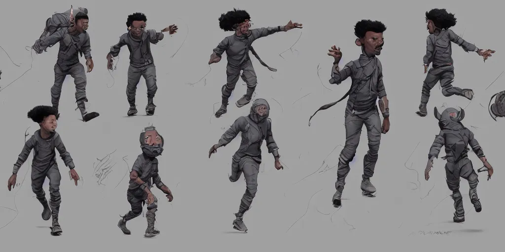 Image similar to cartoonish will smith running, character sheet, fine details, concept design, contrast, kim jung gi, greg rutkowski, trending on artstation, 8 k, full body, turnaround, front view, back view, ultra wide angle