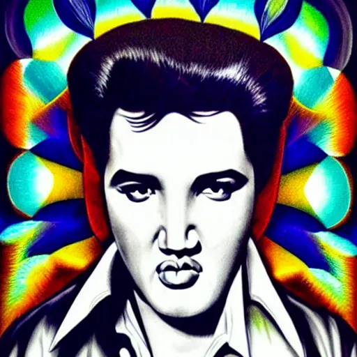 Prompt: “Elvis in the style of Alex Grey”