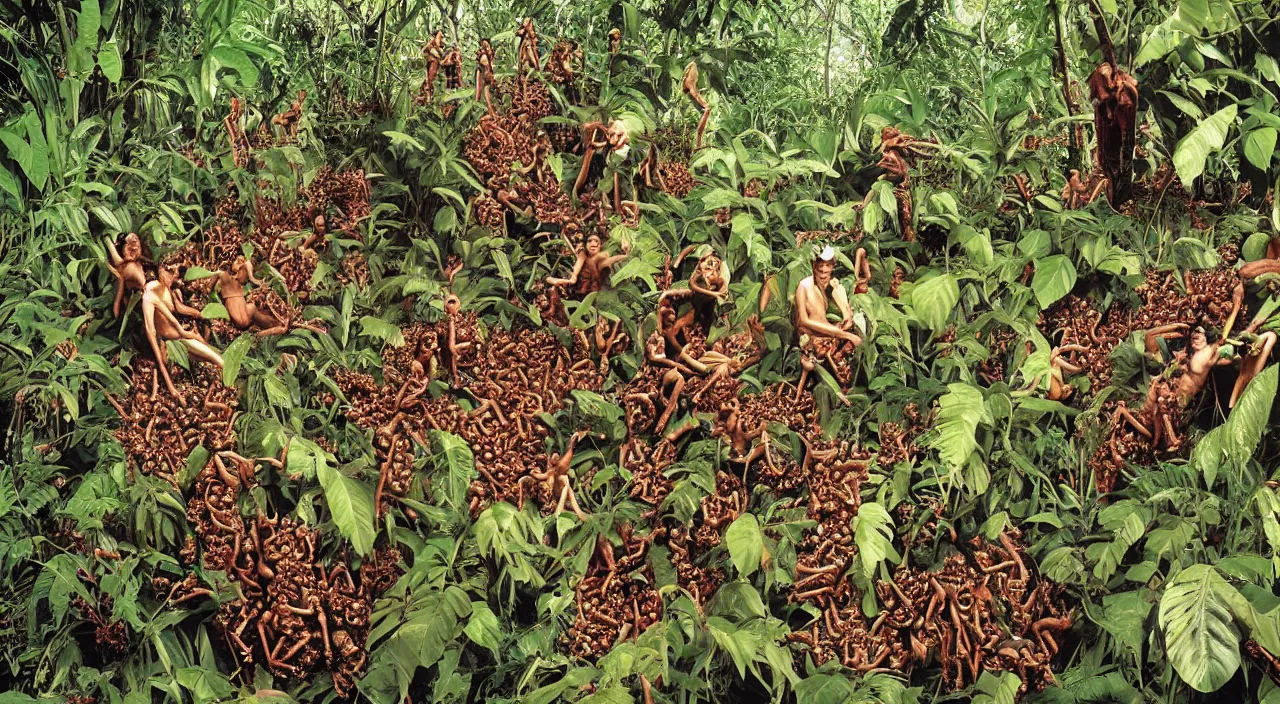 Image similar to an incredible surrealist mix of human and ants in the jungle, by the best photographer of national geographic, scientific photo, hight quality, realistic light, kodachrome 6 4, hiperdetailed