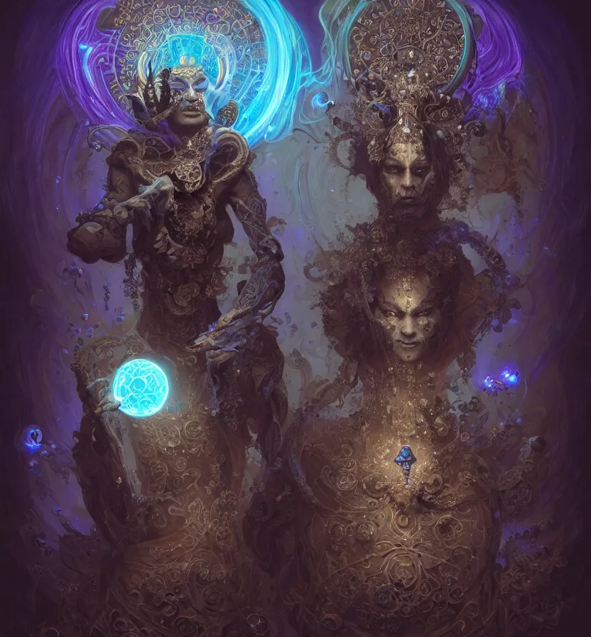 Image similar to front shot of a court jester character, hyperdimensional, bioluminescent hypercubes, dark holography!!!, (((intricate))), elegant, highly detailed, centered, (((artstation, concept art, smooth, sharp focus, artgerm, Tomasz Alen Kopera, Peter Mohrbacher, donato giancola, Joseph Christian Leyendecker, WLOP, Boris Vallejo))), mugshot!!!!!, ugly!!!!!!, octane render, nvidia raytracing demo, octane render, nvidia raytracing demo, octane render, nvidia raytracing demo, grainy, muted, 8K, digitalblasphemy, metatron