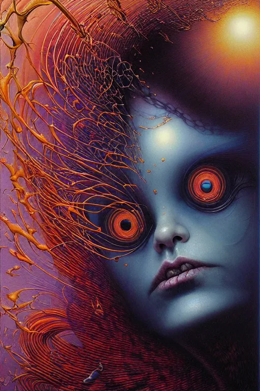 Prompt: realistic detailed image of soul essence leaving the body, depth perception, depth of field, action horror by lisa frank, ayami, kojima, amano, karol bak, greg hildebrandt, and mark brooks, neo - gothic, gothic, rich deep colors. beksinski painting, part by adrian ghenie and gerhard richter. art by takato yamamoto. masterpiece