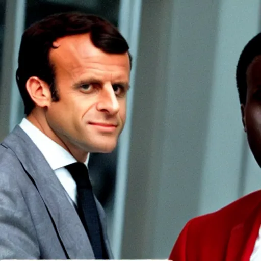 Image similar to african Emmanuel Macron in American Psycho (1999)