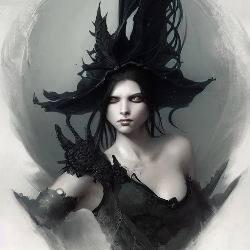 Image similar to goth girl, fantasy, intricate, elegant, highly detailed, digital painting, artstation, concept art, matte, sharp focus, illustration, art by aenaluck and roberto ferri and greg rutkowski, epic fantasy, digital painting