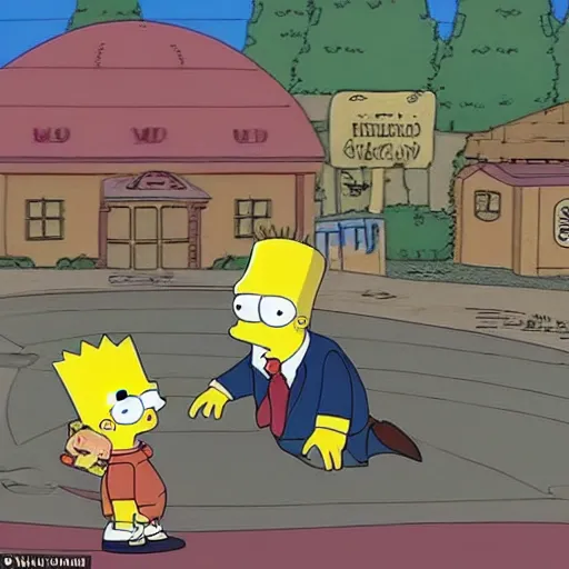 Prompt: melanchon is spanking a kid version of macron, in a episode from the simpson