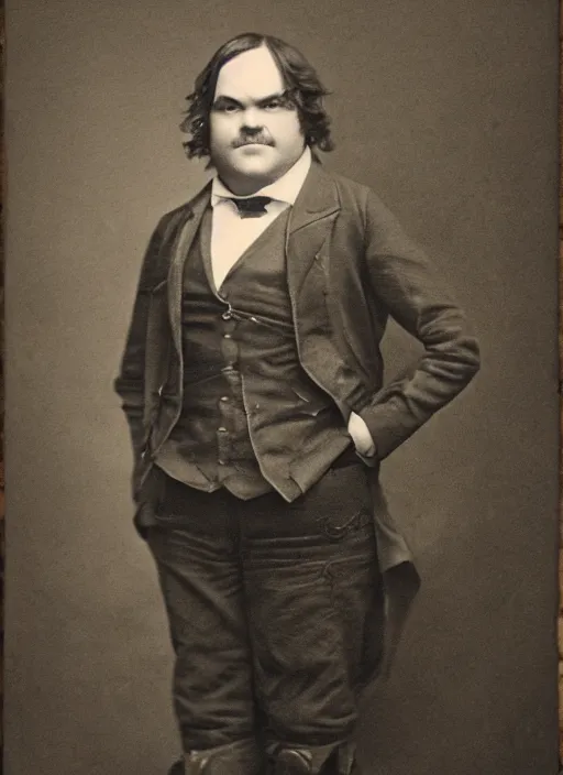 Prompt: 1 8 0 0 s style full body detailed photograph of jack black, realistic