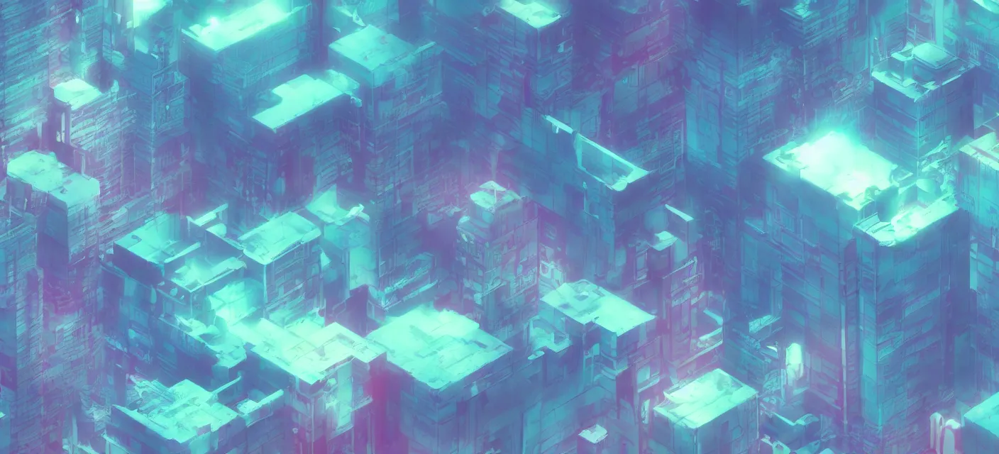 Prompt: large low poly cyberpunk pastel colors desktop wallpaper