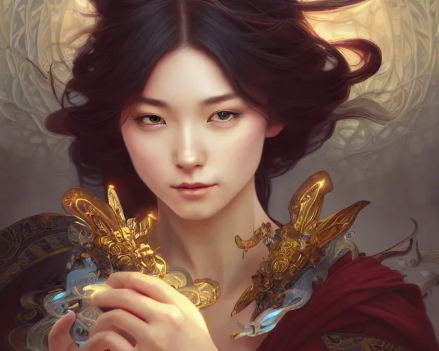 Image similar to photography of fuyuko matsui, deep focus, d & d, fantasy, intricate, elegant, highly detailed, digital painting, artstation, concept art, matte, sharp focus, illustration, hearthstone, art by artgerm and greg rutkowski and alphonse mucha