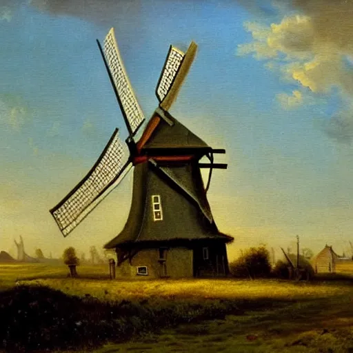 Image similar to dutch windmill golden age oil painting