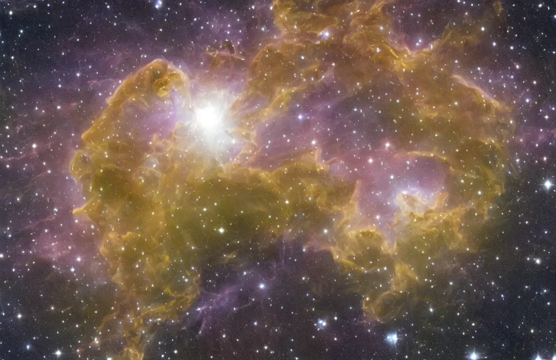 Prompt: space nebula in shape of hand, taken photographed by James Webb telescope