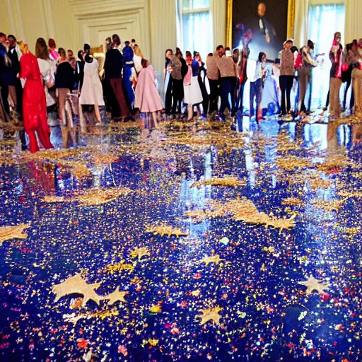 Image similar to photo aftermath glitter explosion white house