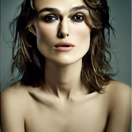 Image similar to portrait of beautiful keira knightley by mario testino, headshot, detailed, award winning, sony a 7 r