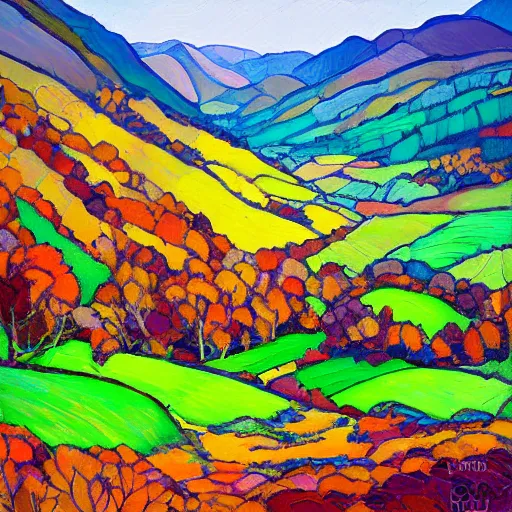 Image similar to beautiful autumnal scottish valley view by erin hanson