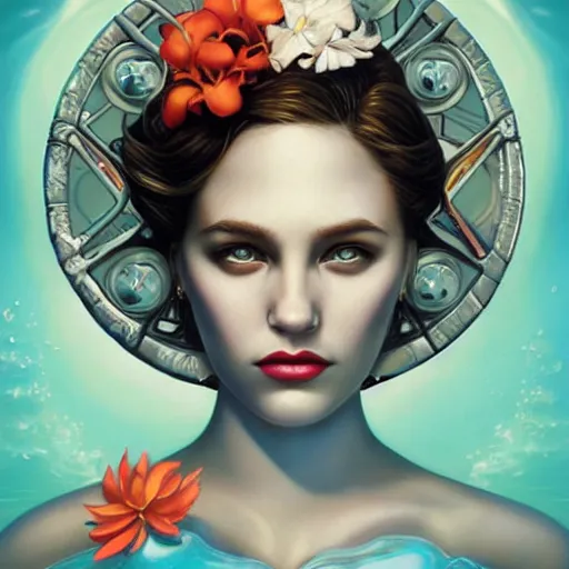 Image similar to underwater queen portrait, Pixar style, by Tristan Eaton Stanley Artgerm and Tom Bagshaw.