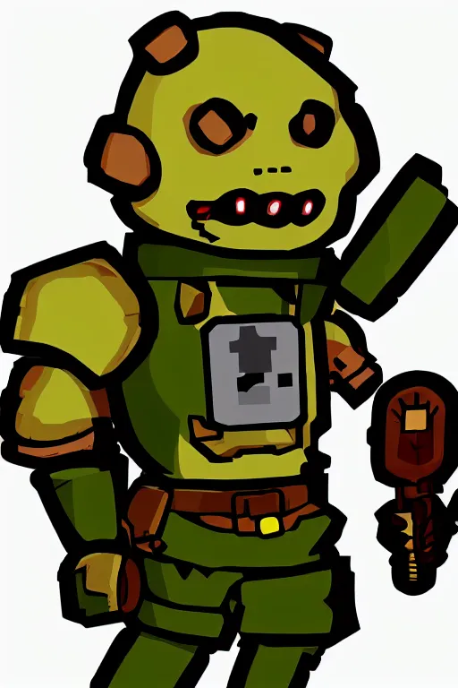 Image similar to an in game portrait of doom guy from animal crossing, animal crossing art style.