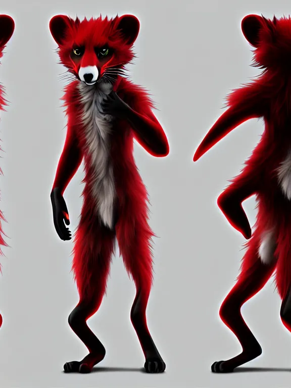 Image similar to furry - male - red - black - weasel - chaos theorist - fursona uhd ue 5 visual novel pc game expressions, photorealistic