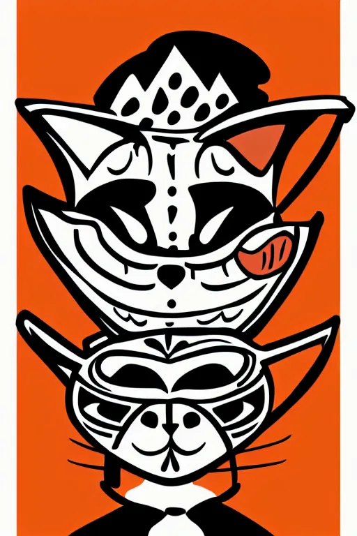 Image similar to Portrait of a cat as a Mexican wrestler in a mask, sticker, colorful, illustration, highly detailed, simple, smooth and clean vector curves, no jagged lines, vector art, smooth