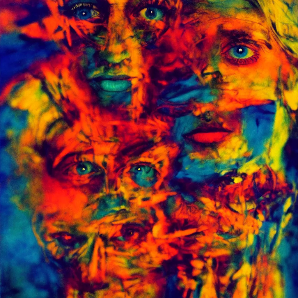 Image similar to award winning photo of a lsd trip, vivid colors, happy, symmetrical face, beautiful eyes, studio lighting, wide shot art by sally mann & arnold newman