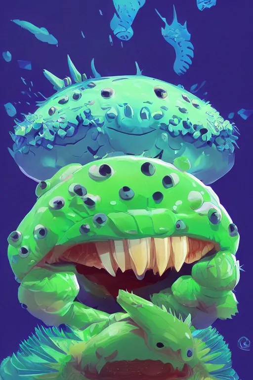 Image similar to 3 d render creature animal sushi cristal very big eye roots cactus elemental flush of force nature micro world fluo fishscale, comics gta 5 cover, official fanart behance hd artstation by jesper ejsing, by rhads, makoto shinkai and lois van baarle, ilya kuvshinov, ossdraws