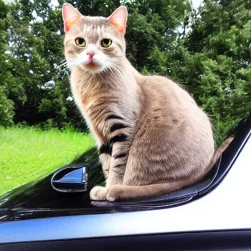 Prompt: cat driving a car