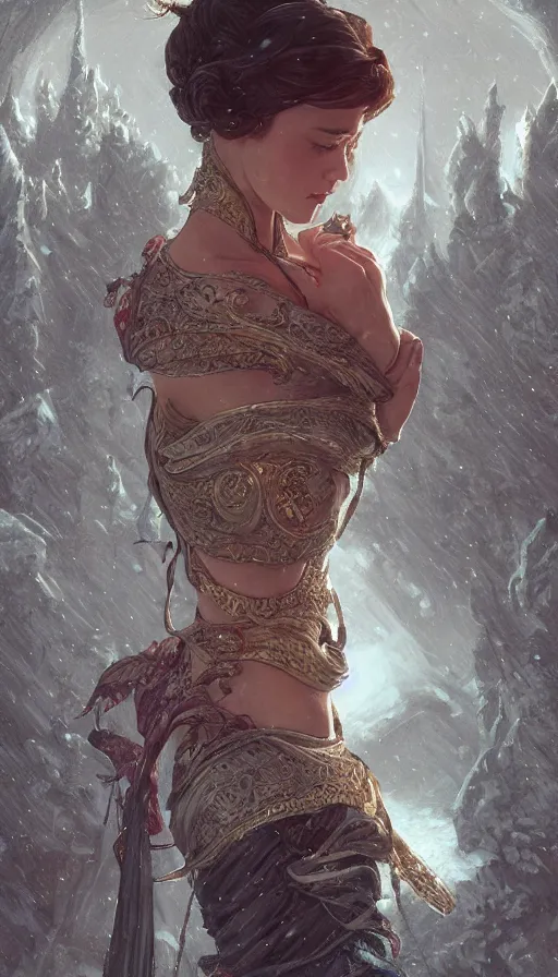 Prompt: let it snow, fame of thrones, lord of daggers, neon, fibonacci, sweat drops, insane, intricate, highly detailed, digital painting, artstation, concept art, smooth, sharp focus, illustration, Unreal Engine 5, 8K, art by artgerm and greg rutkowski and alphonse mucha