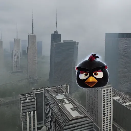 Image similar to angry birds flying in to twin towers