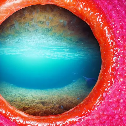 Image similar to donut under water sea , sunk deep water view , under water pictures