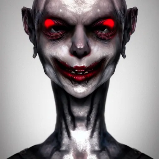 Image similar to an old vampire that looks like a futuristic nosfaratu, milky white skin, blood around the lips, delectable, edible, crusty goo around the eyes, found on artstation, eyes look dead, highly detailed, 8k